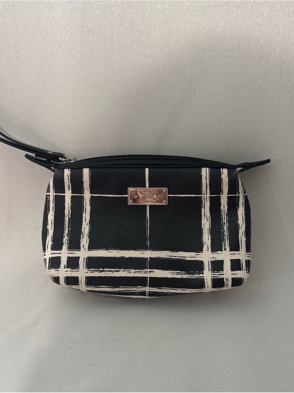 Ralph Lauren Black and White Plaid Women's Wristlet Pouch/makeup bag